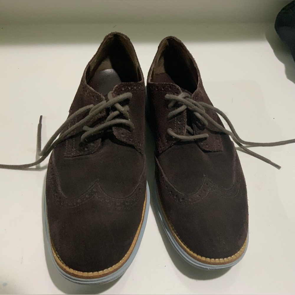Men's Cole Haan ZEROGRAND Brown Suede Wingtip Oxfords